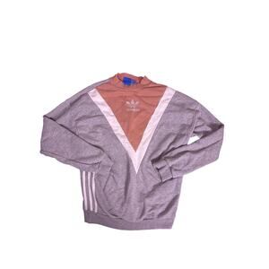 Adidas Pink White Crewneck Sweatshirt Womens XS Trefoil Logo Triple Stripe Y2K